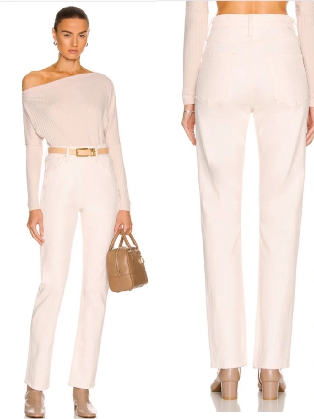 MOTHER Superior Denim - High Waisted Rider Skimp in Act Natural Ivory Off White